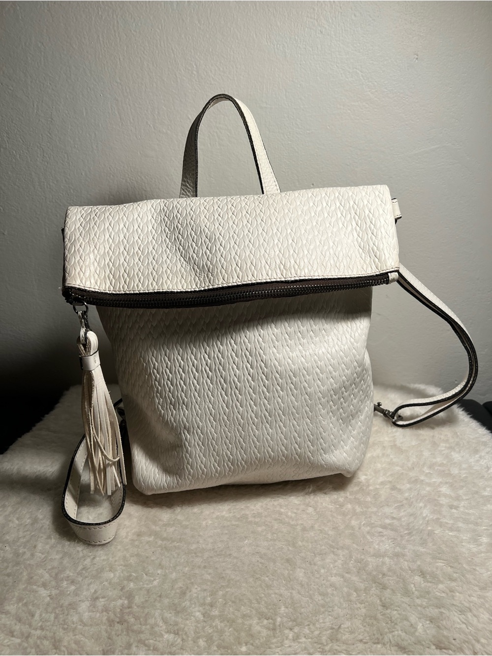 Patricia Nash Twisted Woven Collection Luzille Backpack White
